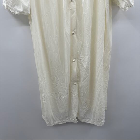 Vintage 70's Lorraine Off White‎ Lace Prairie Cottagecore Button Nightgown Sz L - Picture 3 of 11